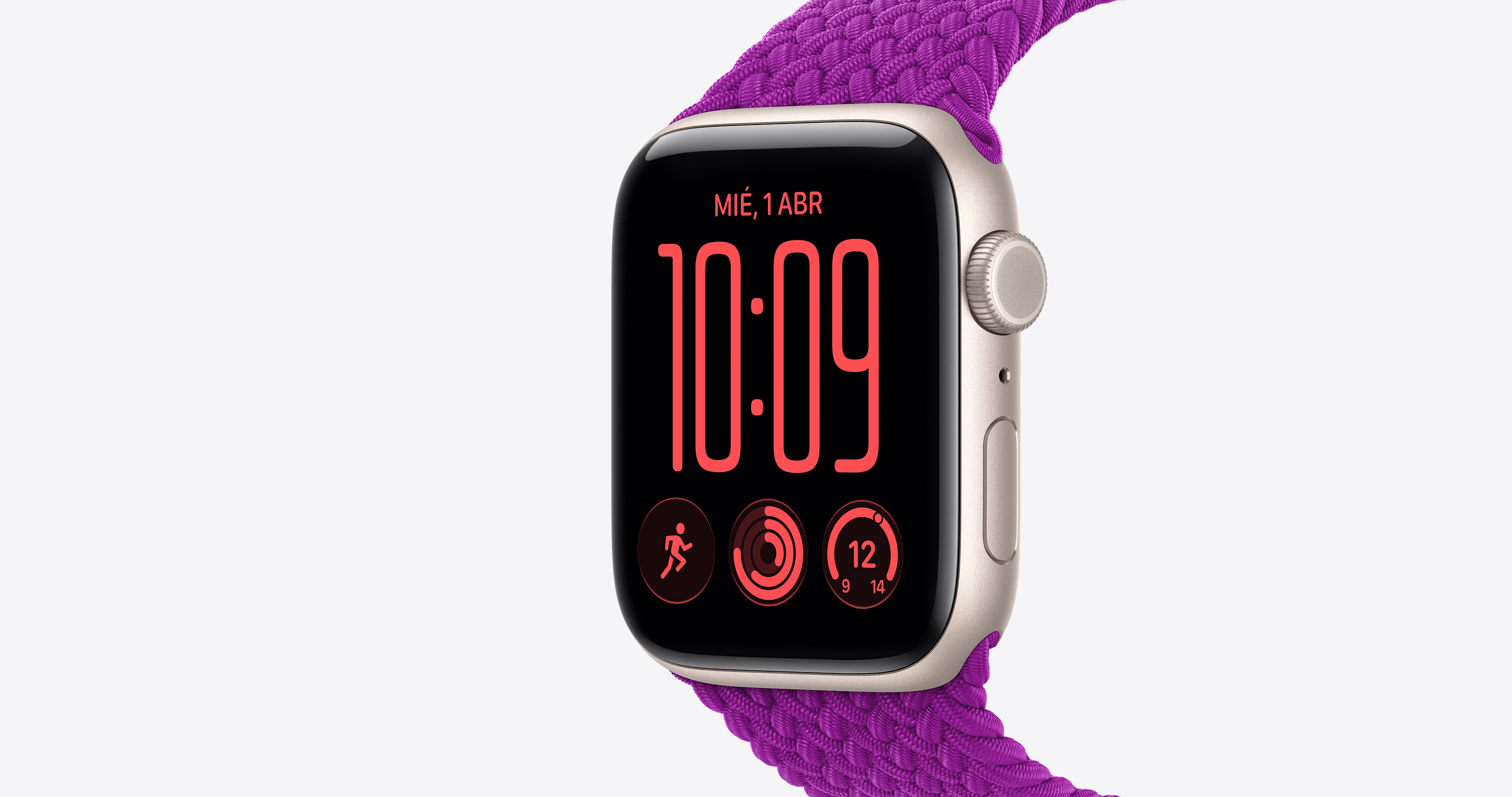 XWatch Pro con correa trenzada magenta y esfera personalizada